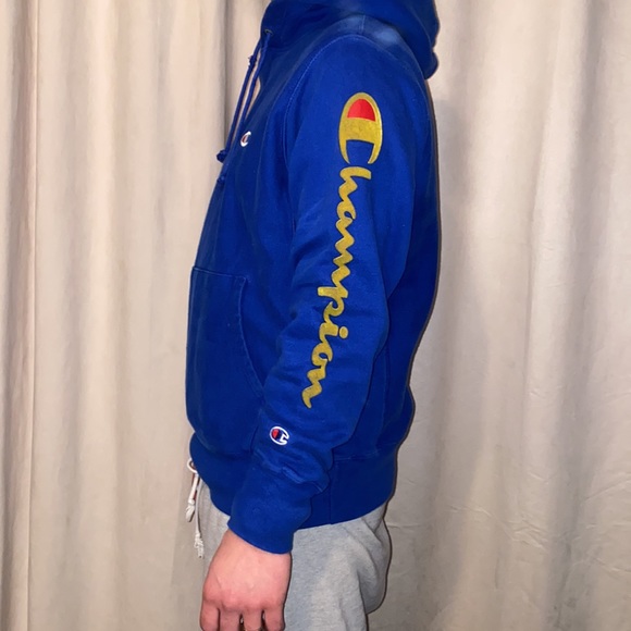 Champion US M blue pullover hoodie - Picture 3 of 4